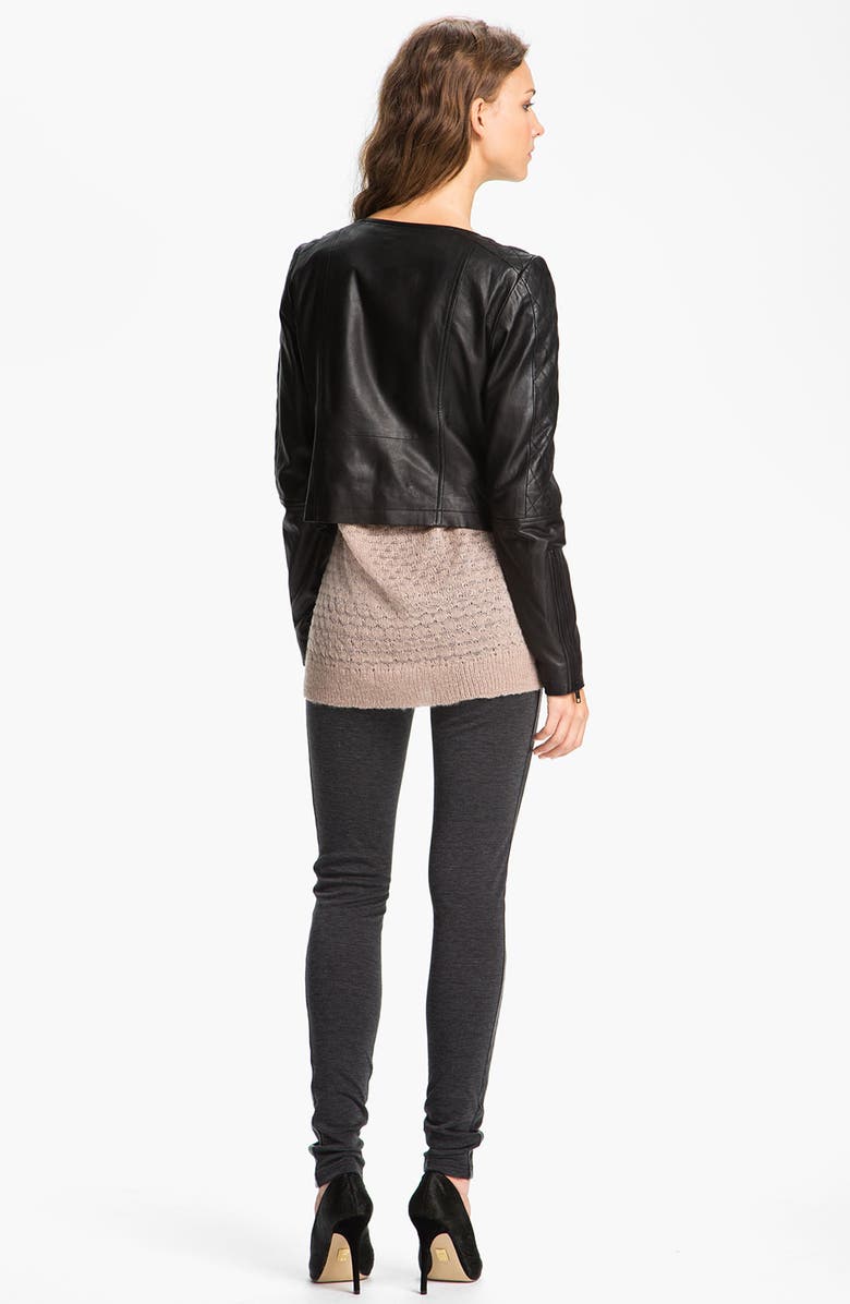 Trouvé Quilted Panel Leather Moto Jacket, Alternate, color, 
