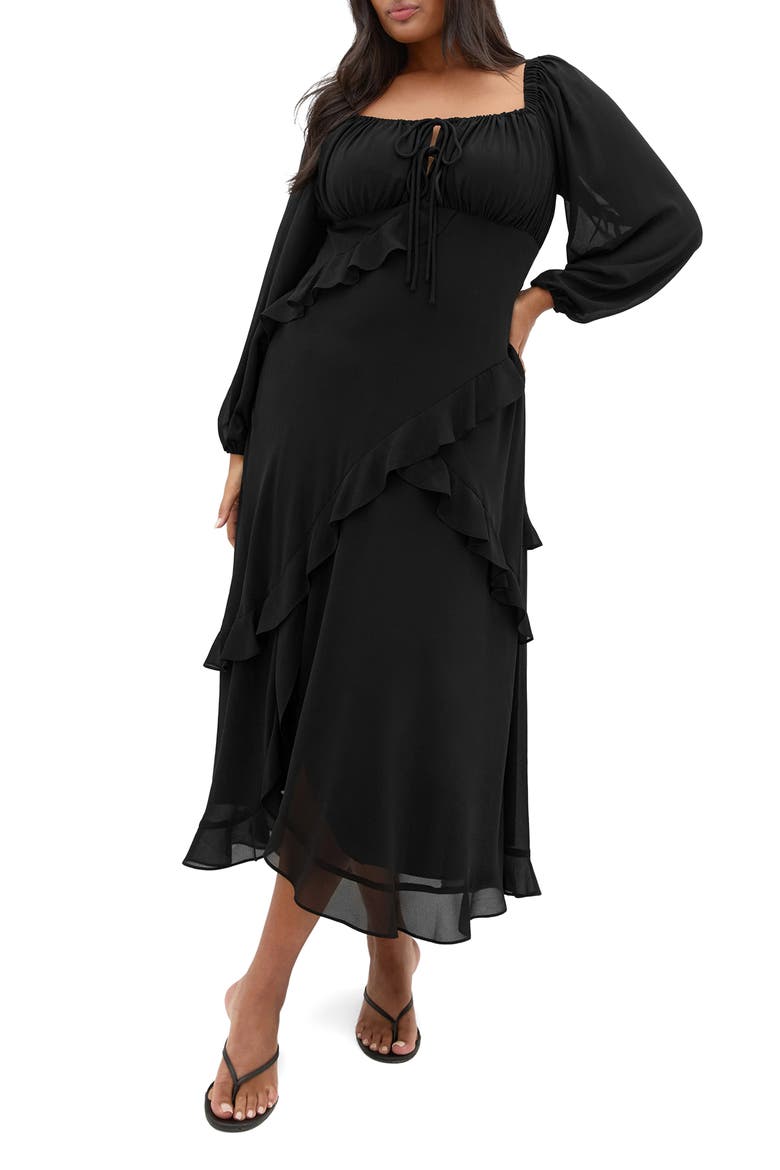 Shayla Long Sleeve Dress, Main, color, BLACK
