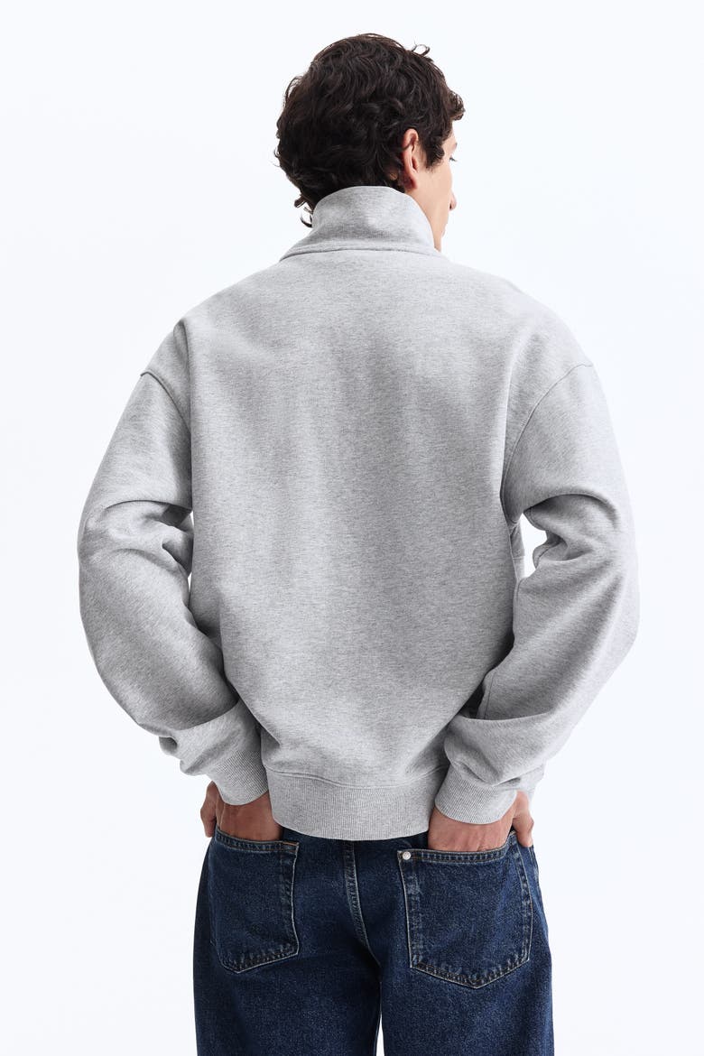 Relaxed Fit Zip-top Sweatshirt, Alternate, color, Gray melange/Golden