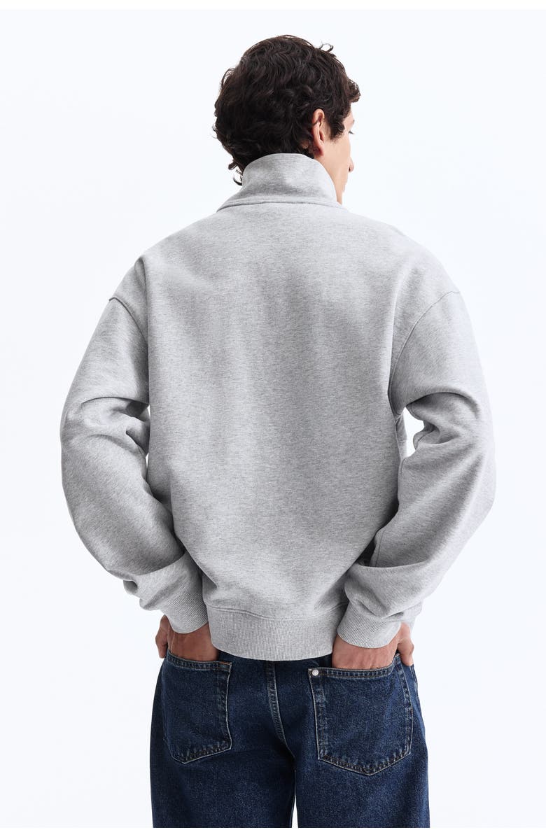 H&M Relaxed Fit Zip-top Sweatshirt, Alternate, color, Gray Melange/Golden