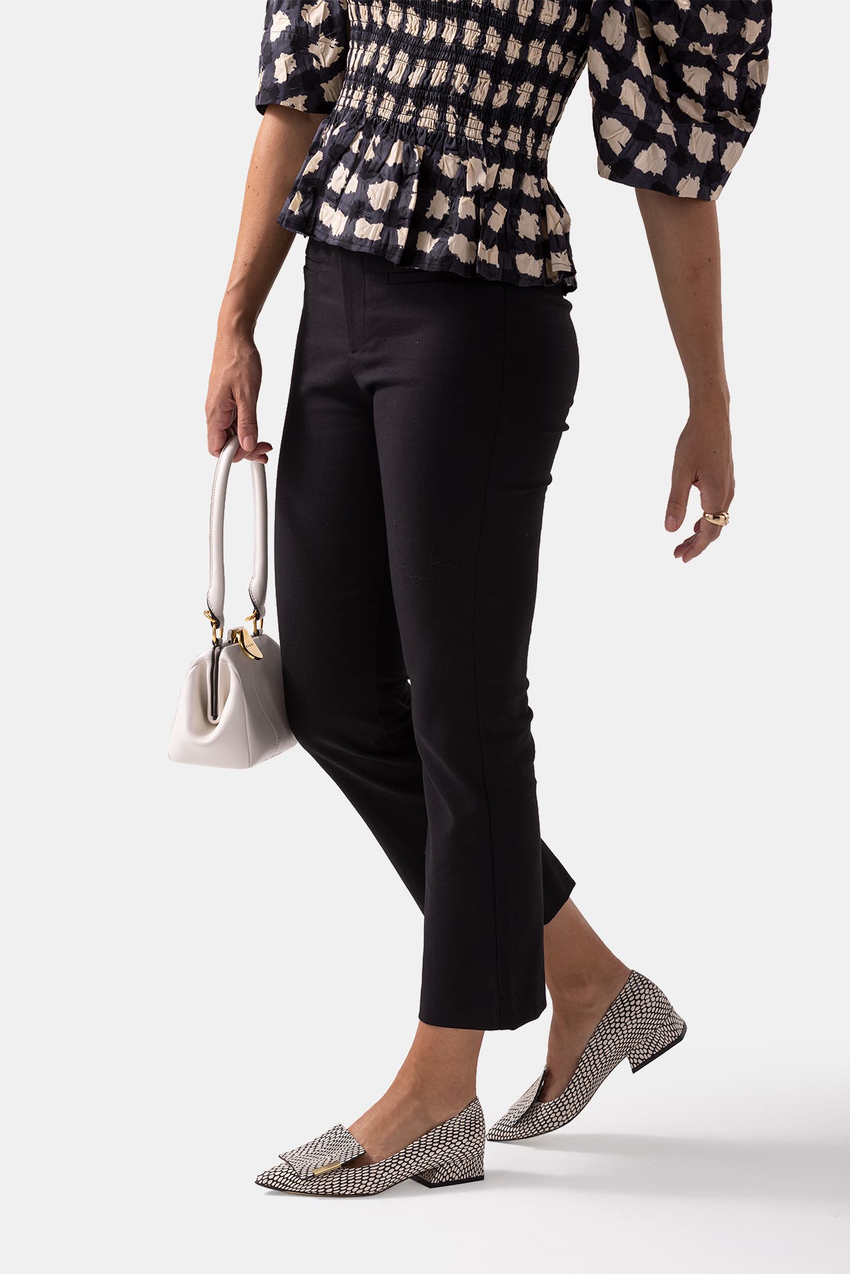 BELLS 
BECKS Allegra Pointed Toe Flat, Alternate, color, Black And White