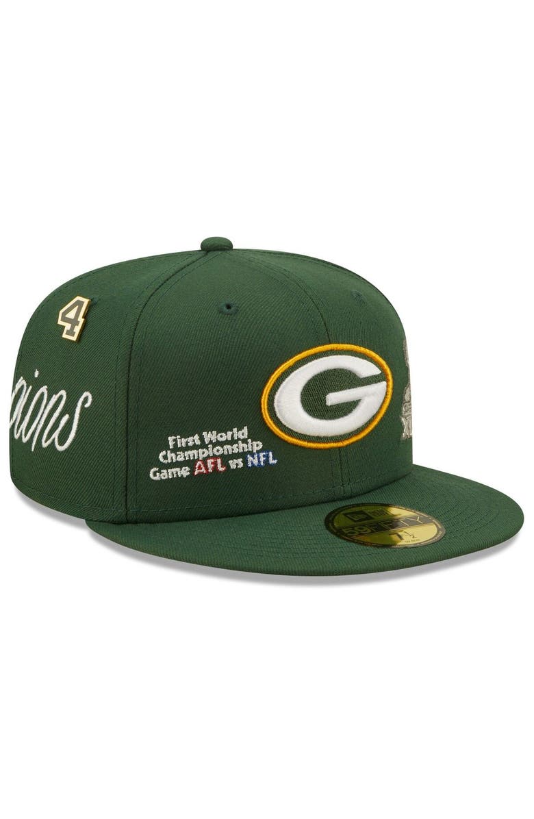 New Era Men's New Era Green Green Bay Packers Historic Champs 59FIFTY Fitted Hat, Main, color, 