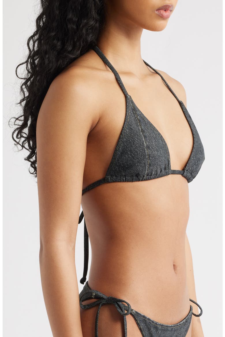 Miramar Faux Denim Bikini Top, Alternate, color, WASHED BLACK