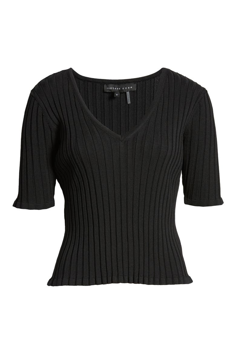 Rib Knit Top, Alternate, color, BLACK