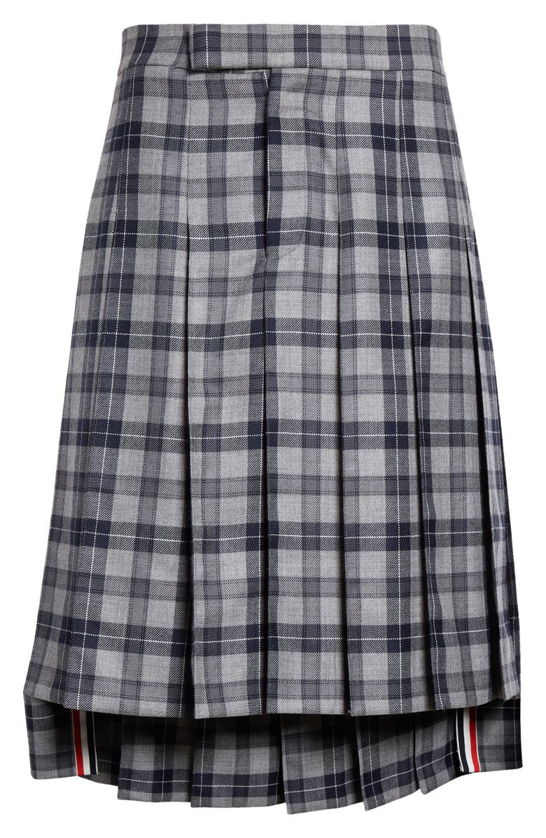Thom Browne Tartan Plaid Drop Back Pleated Skirt, Alternate, color,
