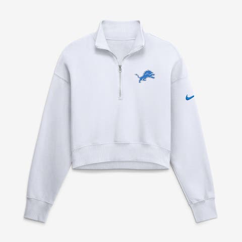 Women's Nike White Detroit Lions Oversized Phoenix Fleece Cropped Quarter-Zip Sweatshirt