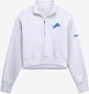 Nike Women's Nike White Detroit Lions Oversized Phoenix Fleece Cropped Quarter-Zip Sweatshirt