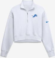 Nike Women's Nike White Detroit Lions Oversized Phoenix Fleece Cropped Quarter-Zip Sweatshirt