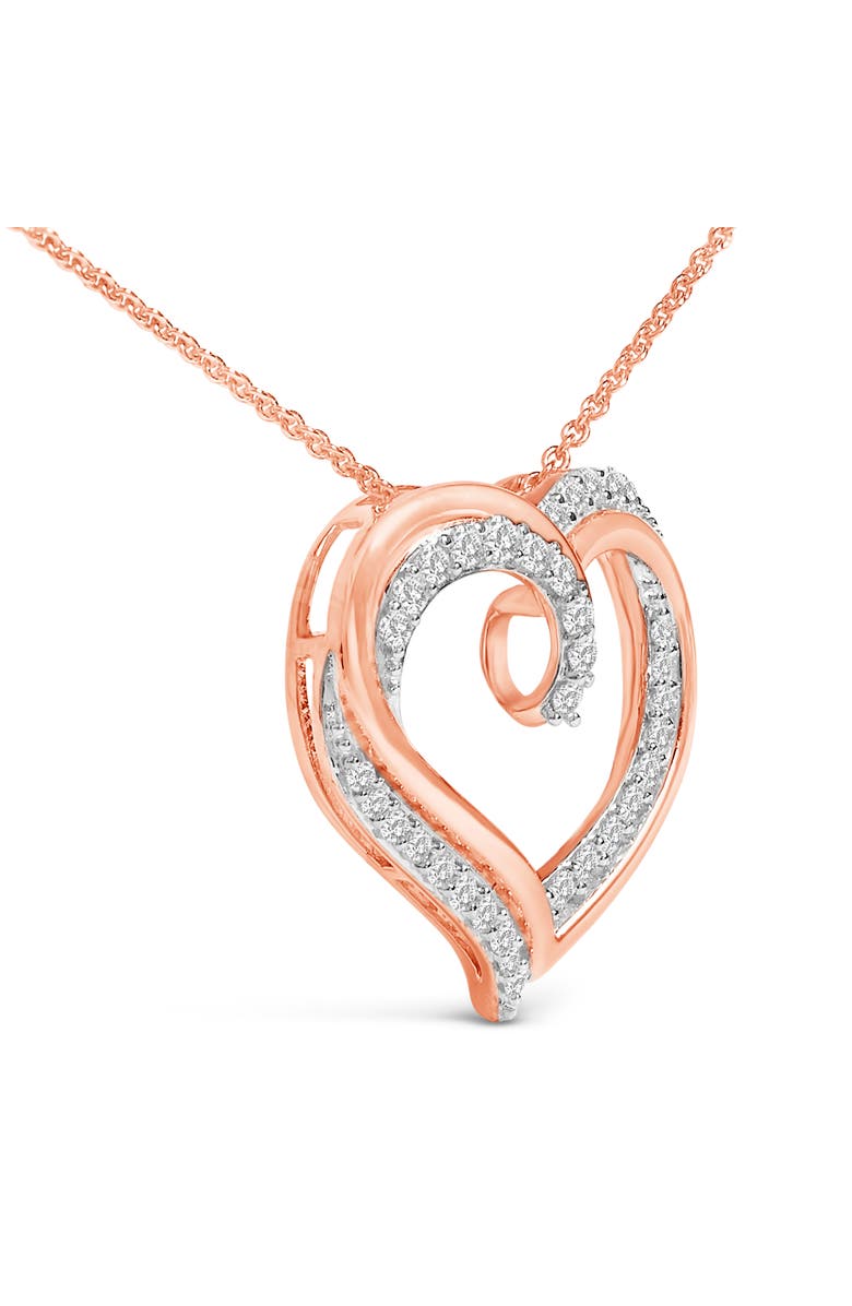 Haus of Brilliance 14K Rose Gold Plated Sterling Silver 1/2 Cttw Diamond Open Heart Pendant Necklace, Alternate, color, White Gold Over Silver