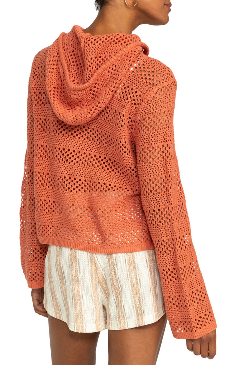 After Beach Break II Cover-Up Hoodie Sweater, Alternate, color, APRICOT BRANDY