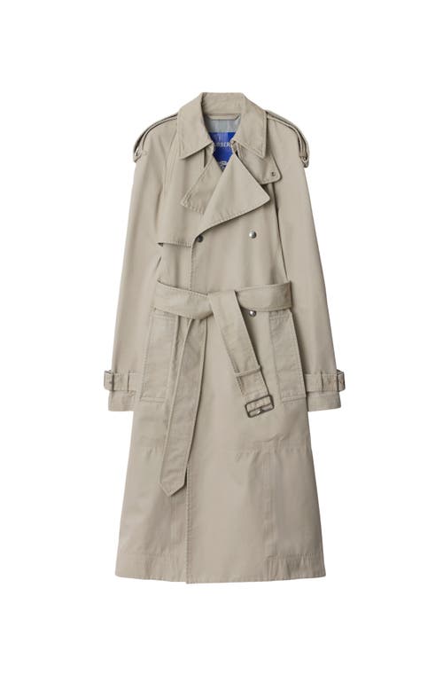 Burberry Long Cotton Trench Coat In Heron