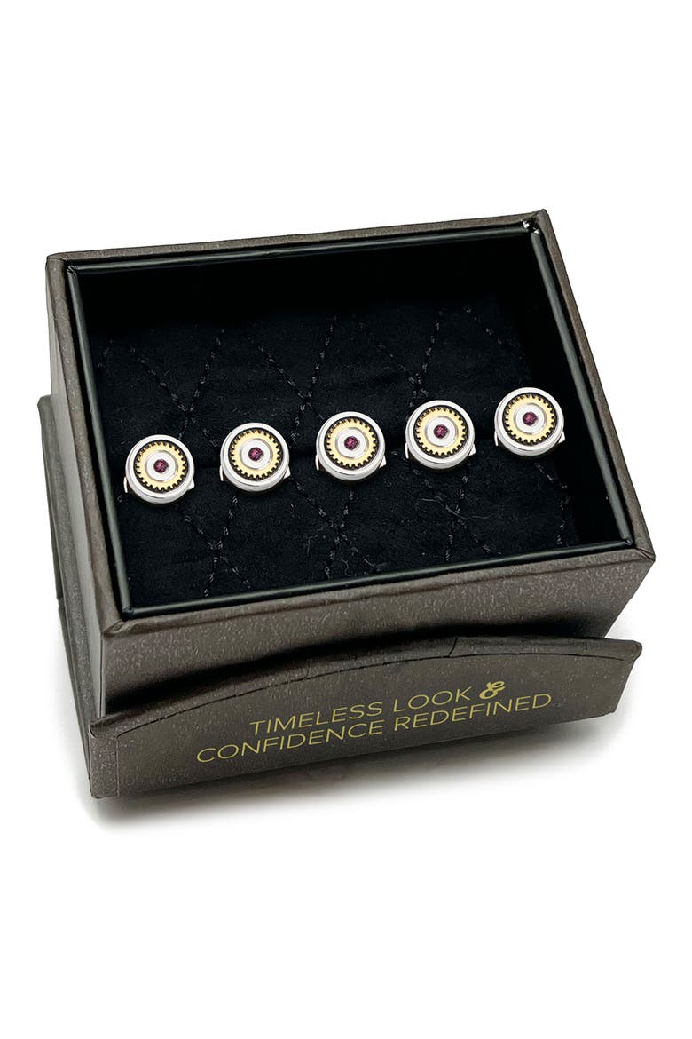 Gear Amethyst 5-Piece Shirt Stud Set, Alternate, color, SILVER