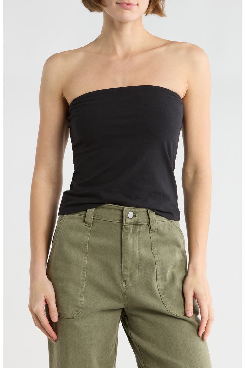 Knit Tube Top, Main, color, BLACK