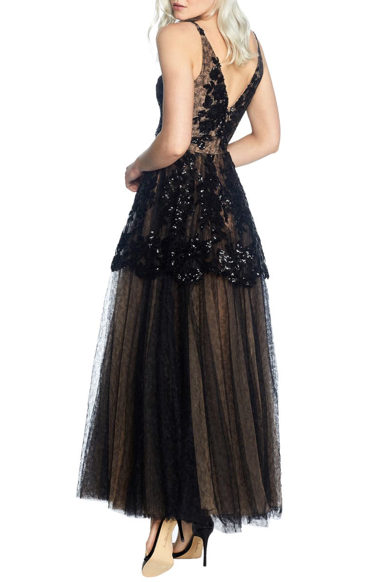 Dress the Population Rachelle Fit & Flare Lace Gown, Alternate, color,