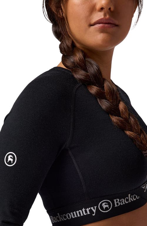 Backcountry Cedars Rws Merino Lt-wt Baselayer Cropped Crew Top In Black