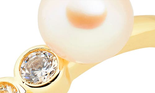 Covet Faux Pearl & Crystal Stackable Ring In Pearl/graphite/gold