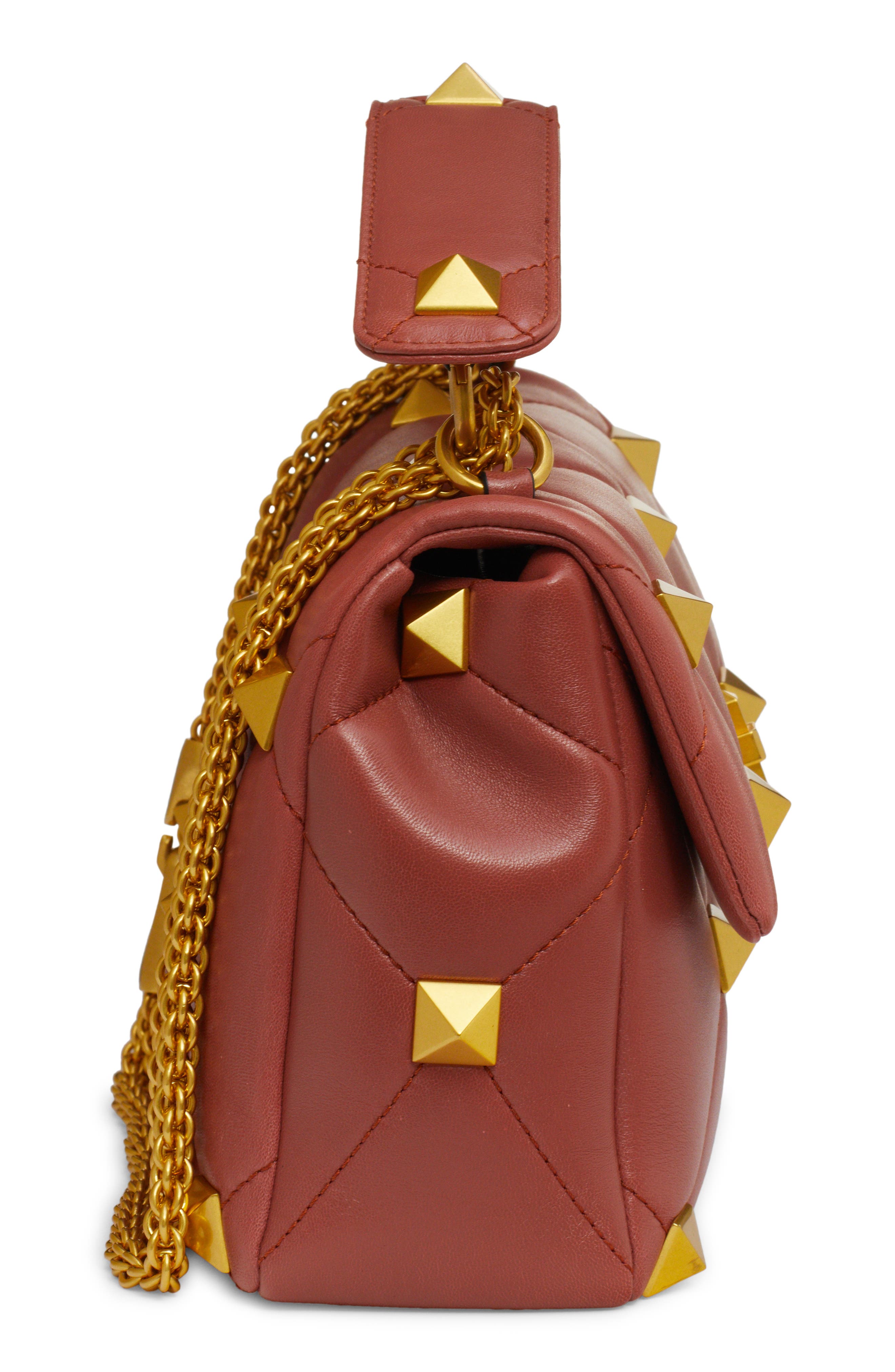 Valentino Garavani Large Roman Stud Matelassé Quilted Leather Shoulder Bag, Alternate, color, 