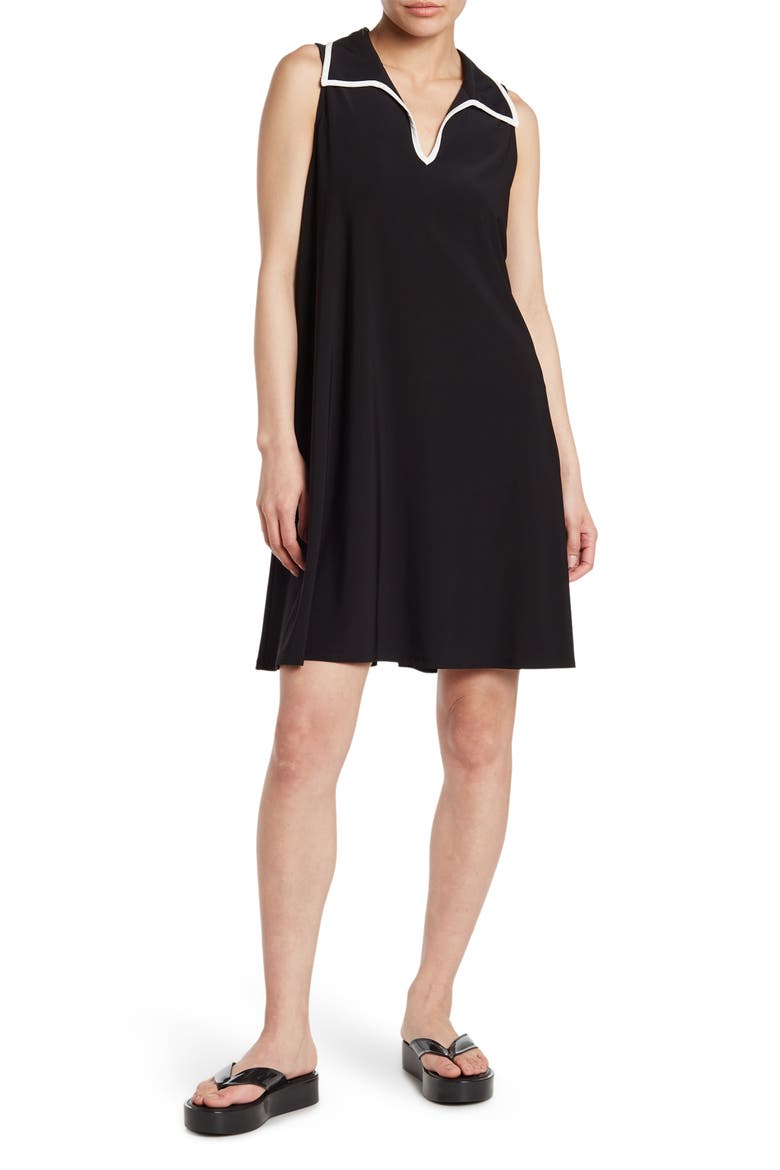Contrast Piped Dress, Main, color, BLACK/ WH