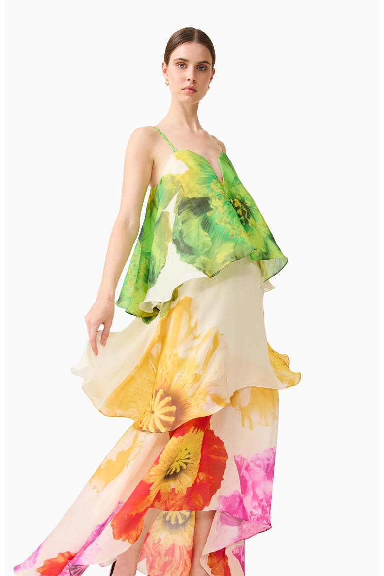 Lilia Floral Tiered High-Low Gown, Alternate, color, FLORAL MULTI