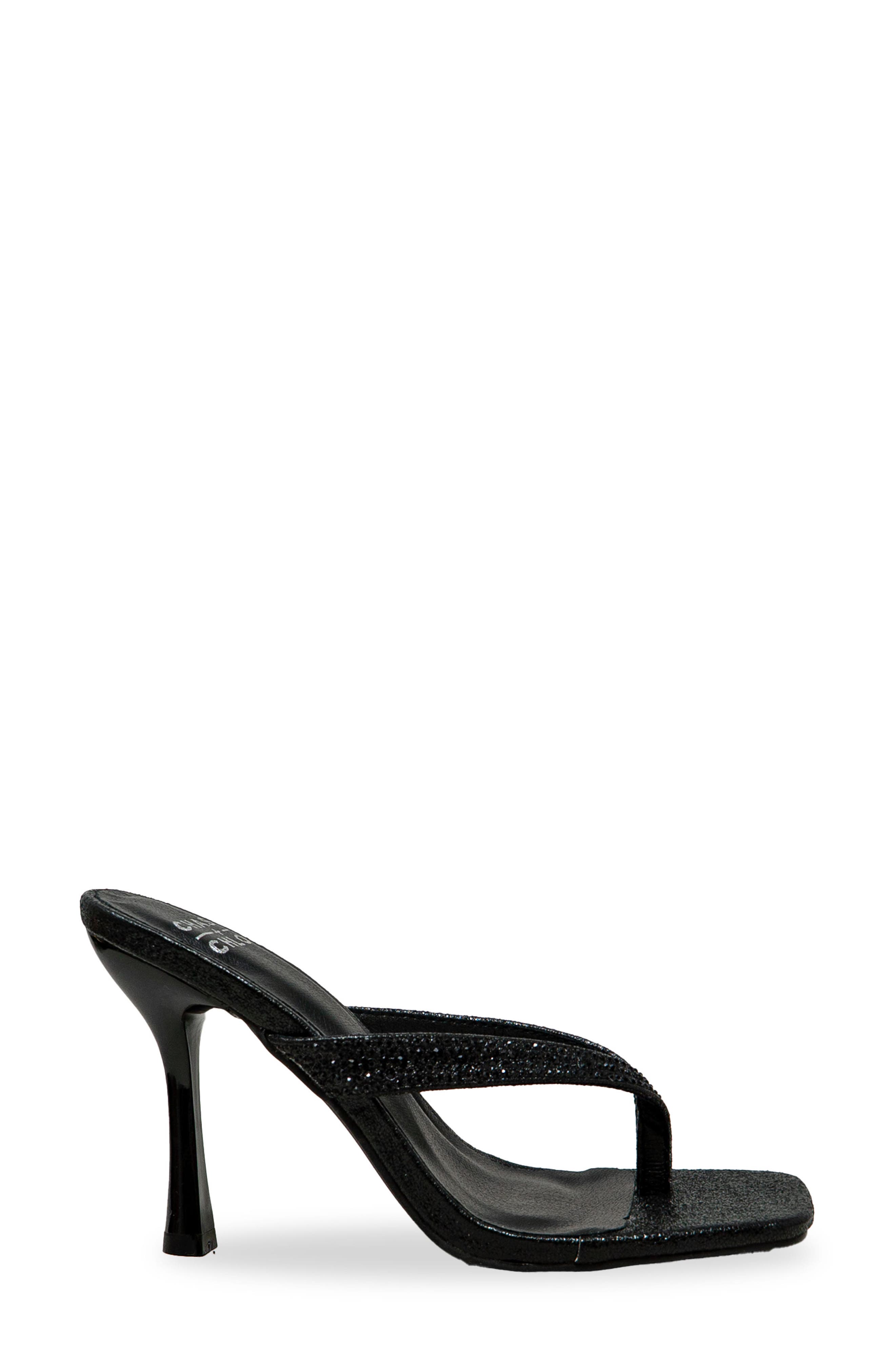 CHASE AND CHLOE Vixxy Embellished Toe Post Sandal, Alternate, color, Black