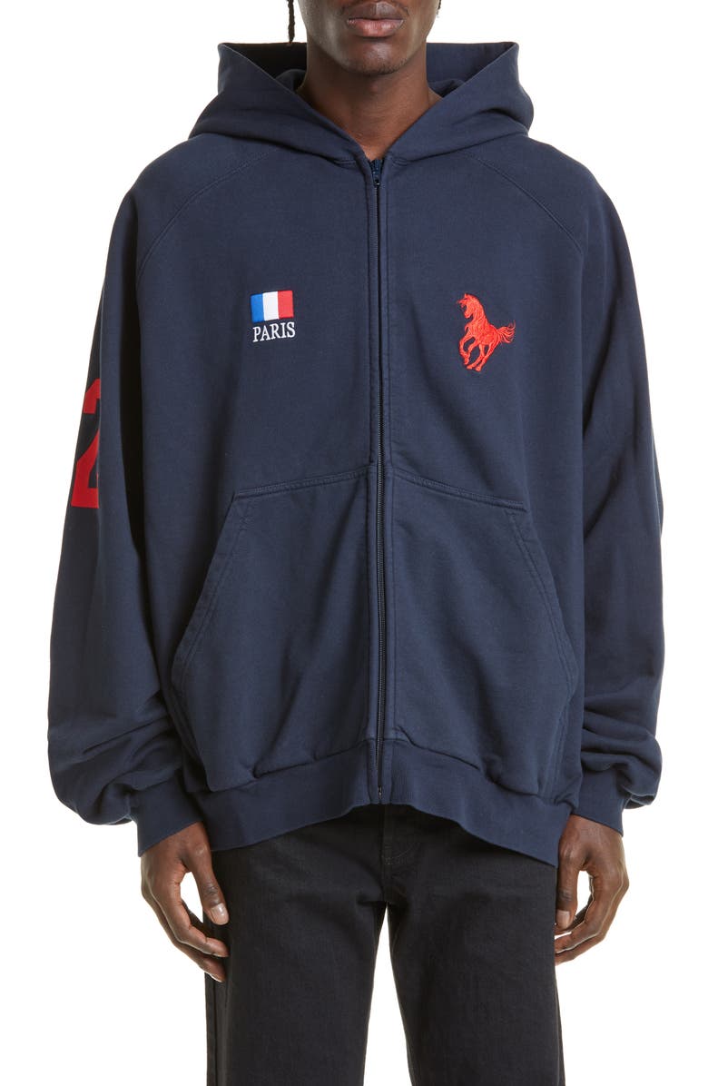 Balenciaga Polo Zip-Up Hoodie, Main, color,