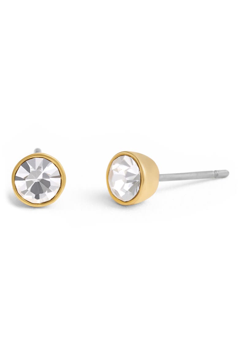 Halo Crystal Stud Earrings, Alternate, color, CRYSTAL/ GOLD