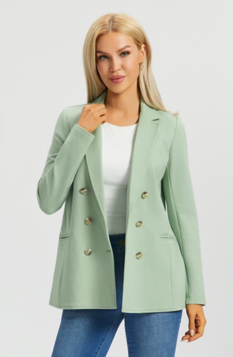 Double Breasted Blazer Stretch Ponte
