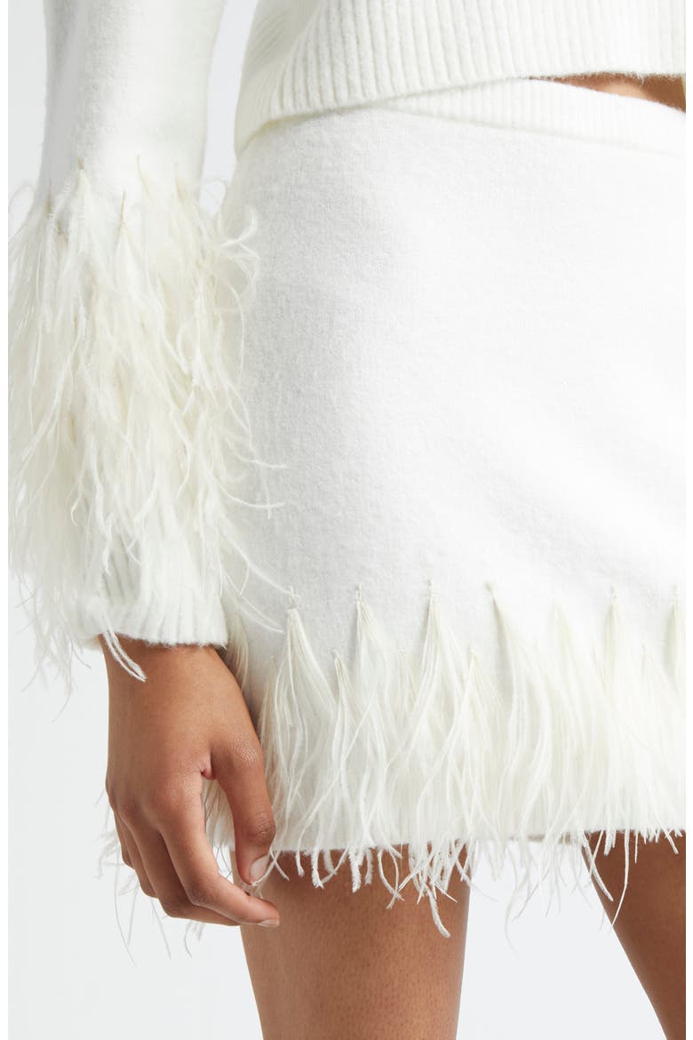 Briana Feather Hem Sweater Miniskirt, Alternate, color, IVORY