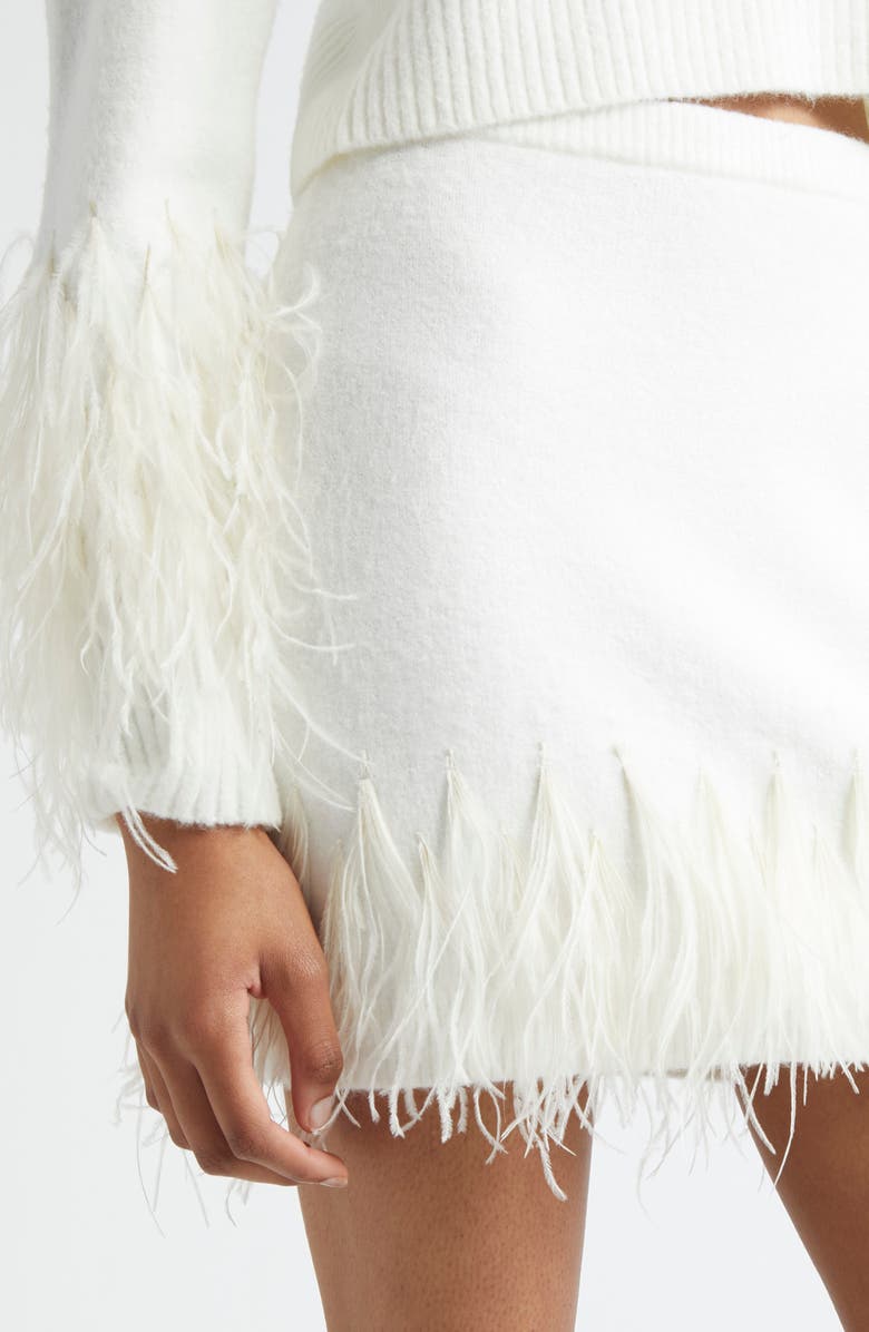 Cinq à Sept Briana Feather Hem Sweater Miniskirt, Alternate, color,