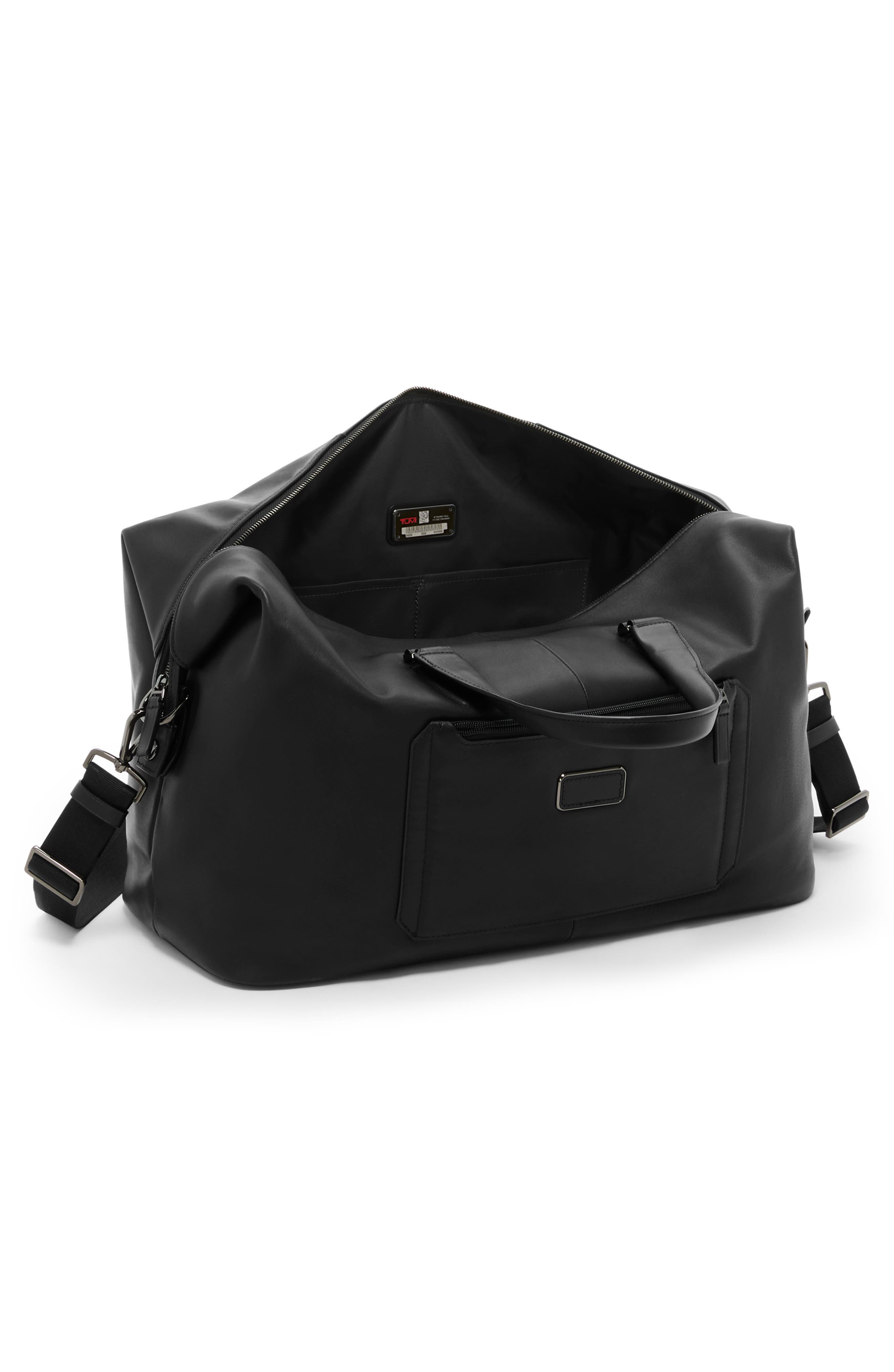 TUMI Nelson Leather Duffle Bag, Alternate, color, Black Bombe