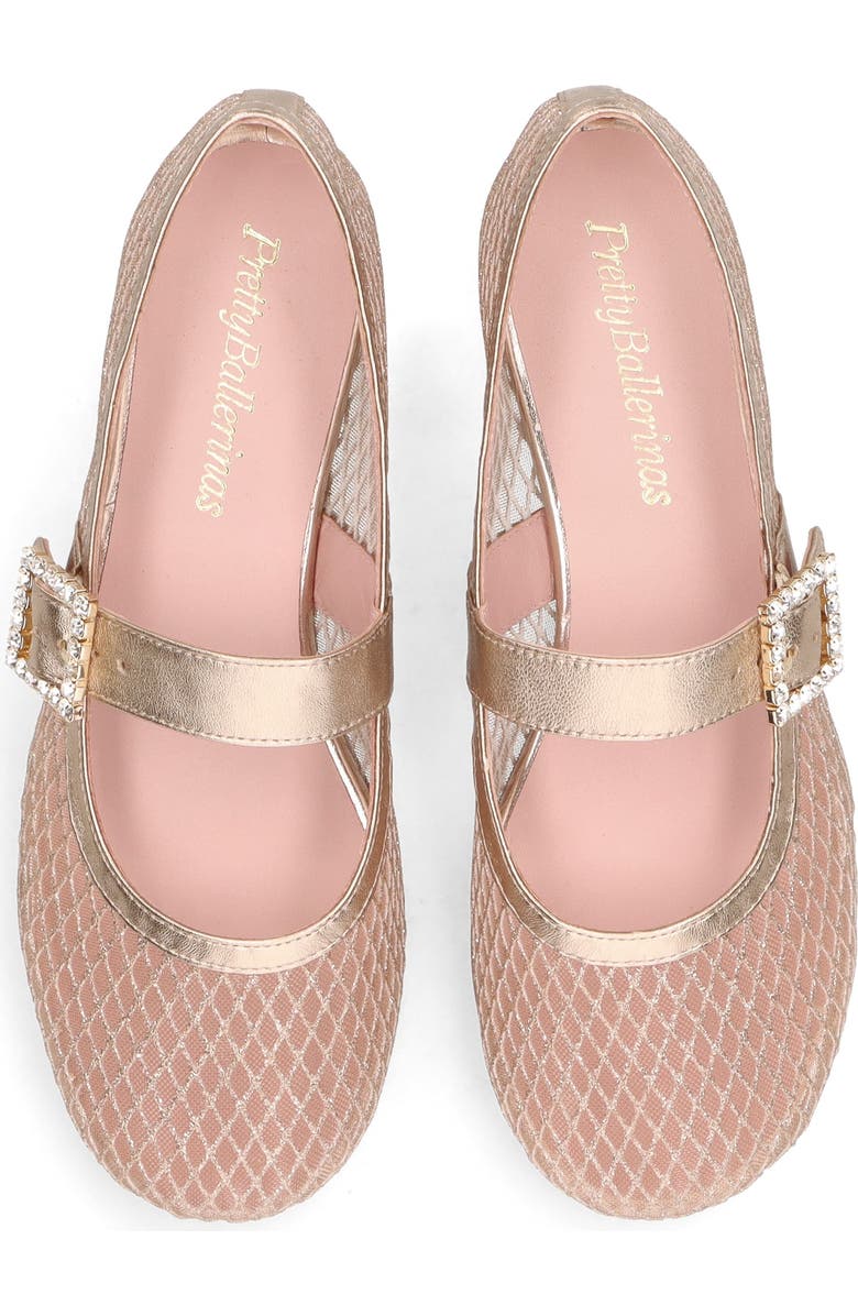Pretty Ballerinas Metallic Mesh Crystal Buckle Ballet Flat, Main, color, Metallic Gold