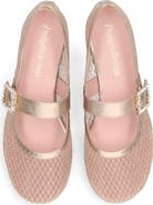 Pretty Ballerinas Metallic Mesh Crystal Buckle Ballet Flat
