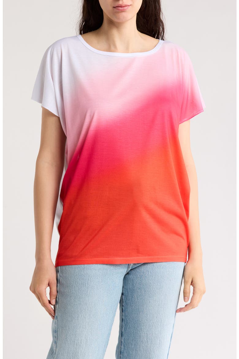 Dolman Sleeve Tee, Main, color, WHITE PINK BRONZE DIP PRINT