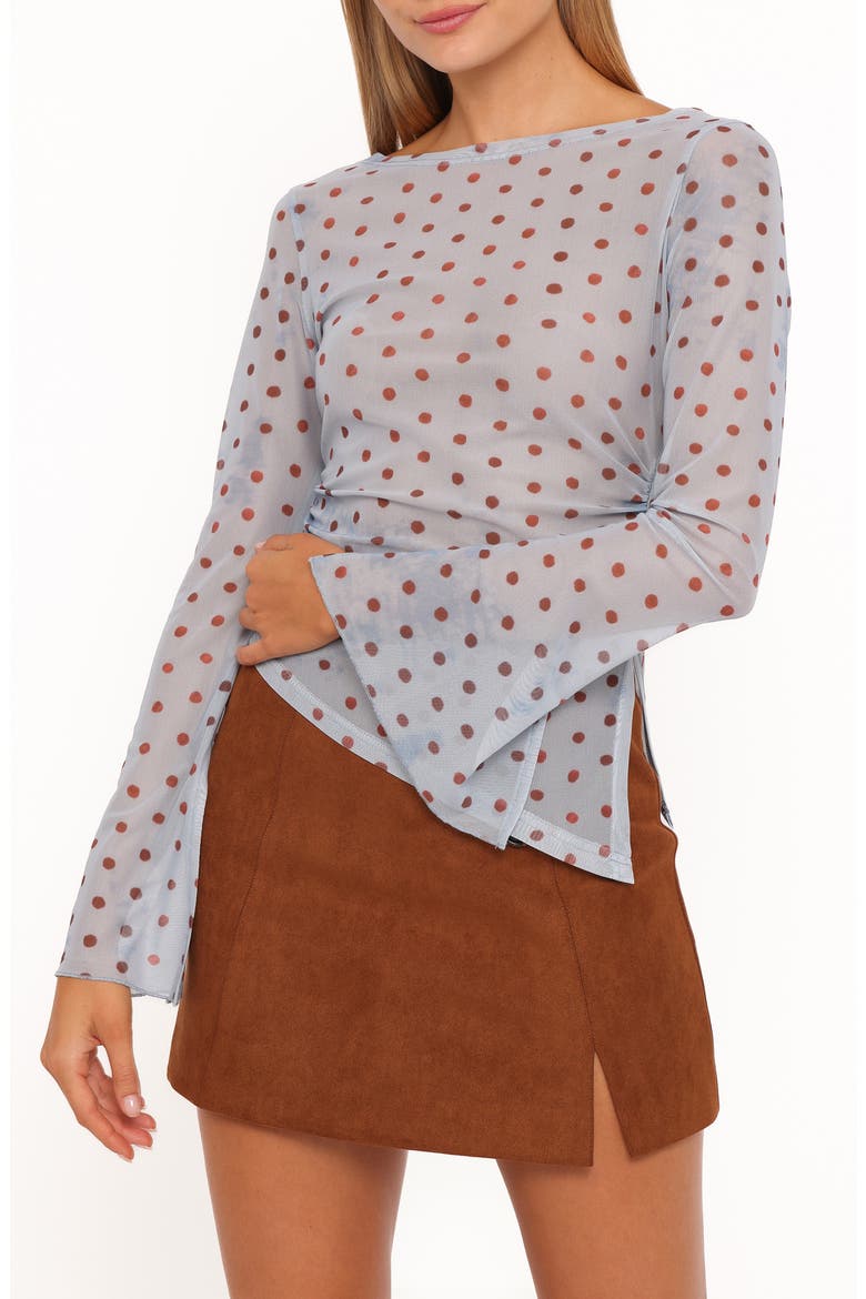 Annora Dot Asymmetric Mesh Top, Main, color, BLUE DOT
