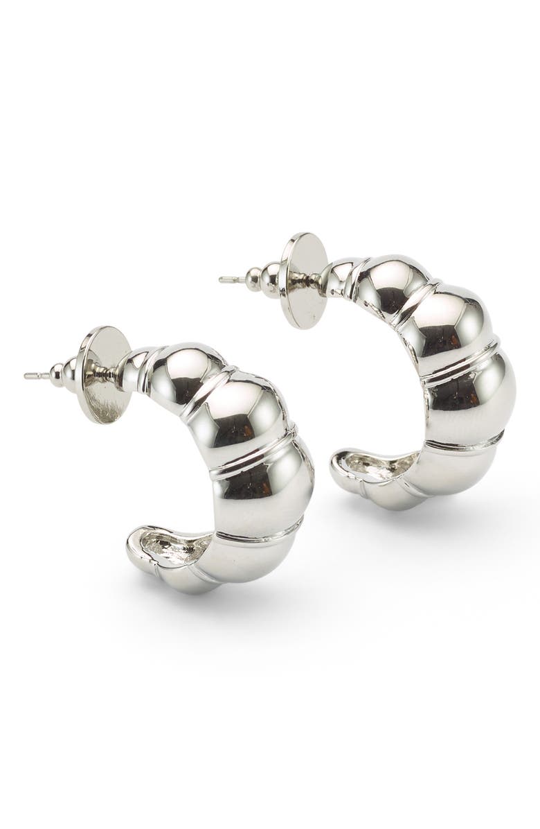 LELET NY Croissant Hoop Earrings, Main, color, Rhodium