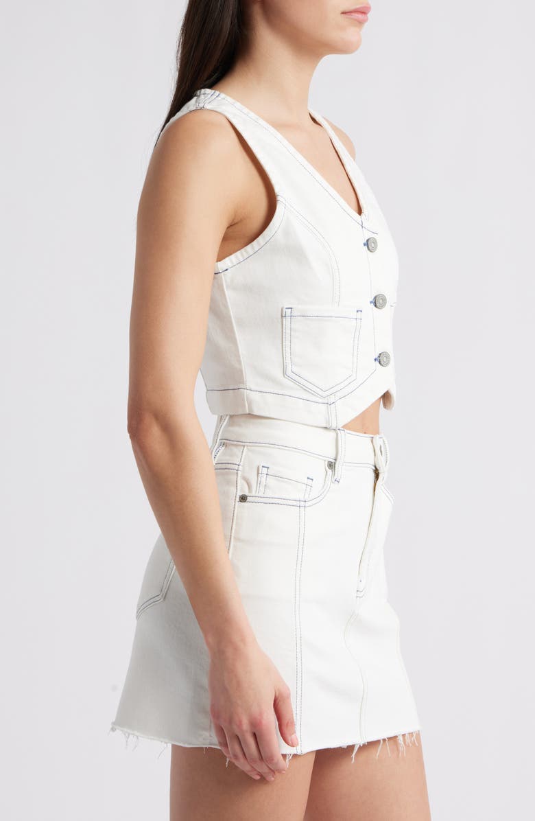HIDDEN JEANS Crop Denim Vest, Alternate, color, Pearl