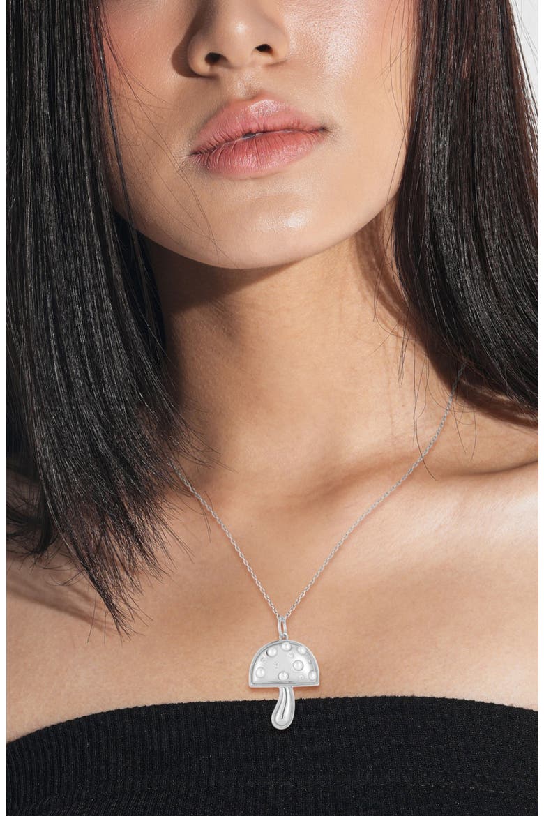 Mushroom Pendant Neckalce, Alternate, color, SILVER