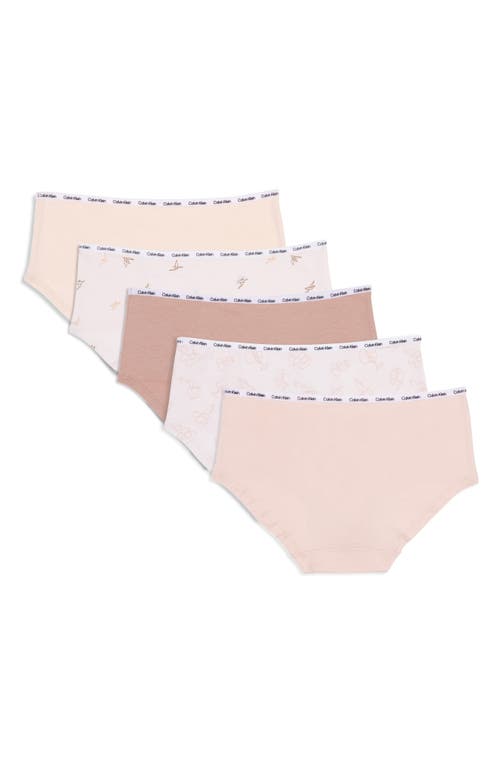 Calvin Klein Kids' Assorted 5-pack Hipster Briefs In Icon Fun Naturals