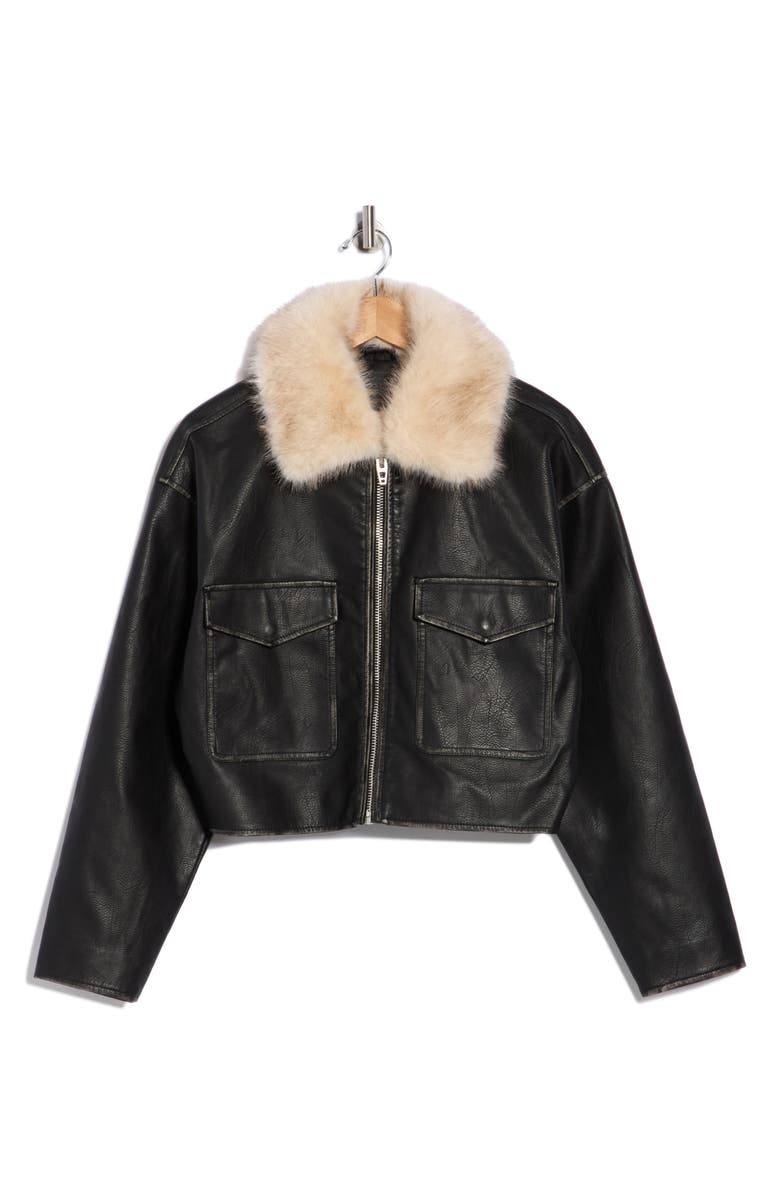 BLANKNYC Faux Leather Jacket with Removable Faux Fur Collar, Main, color, Work Week
