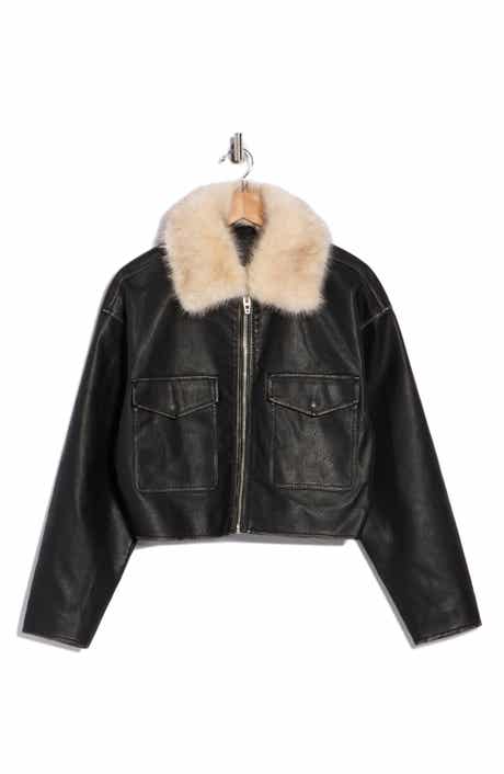 BLANKNYC Faux Leather Jacket with Removable Faux Fur Collar