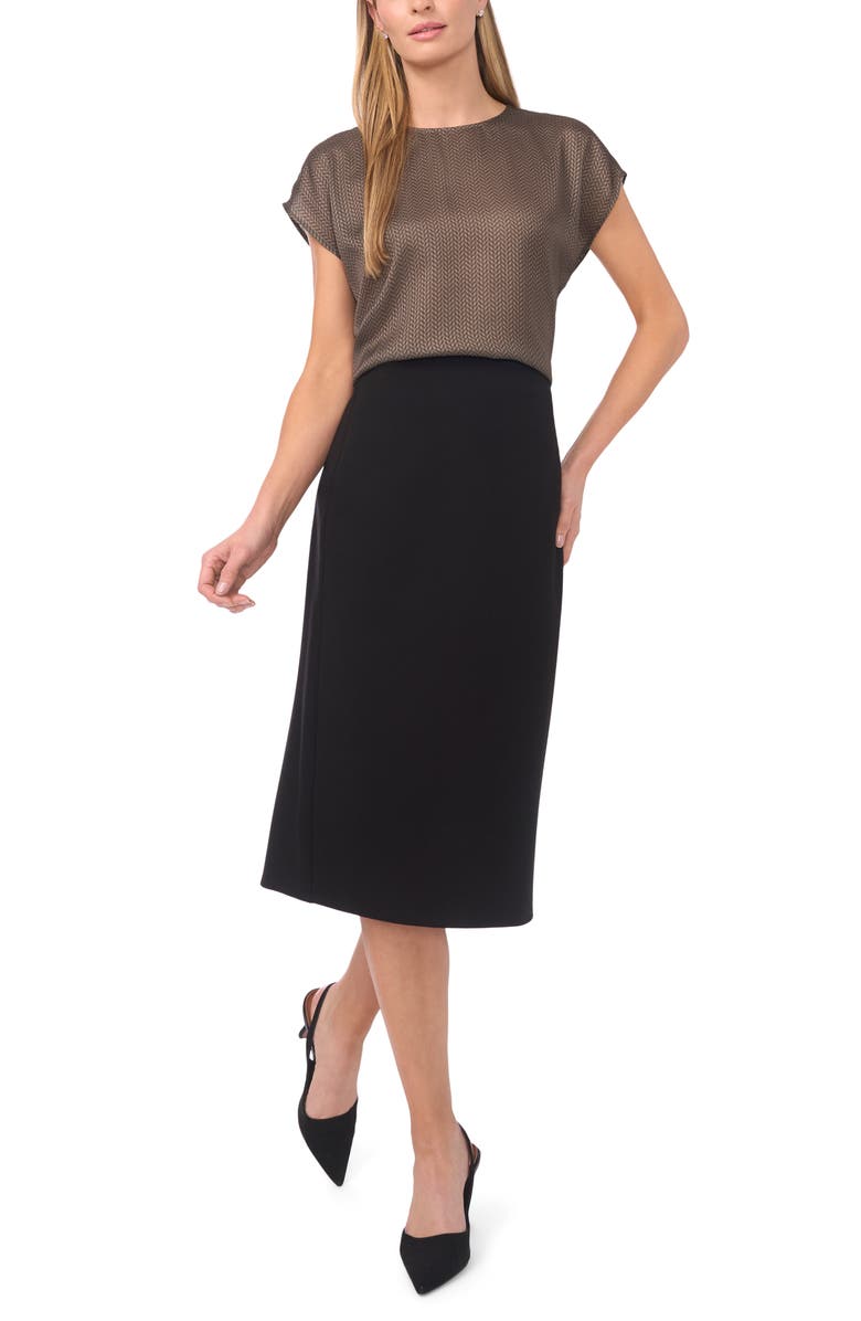 Halogen<sup>®</sup> Herringbone Print Cap Sleeve Shell, Alternate, color, Kalamata