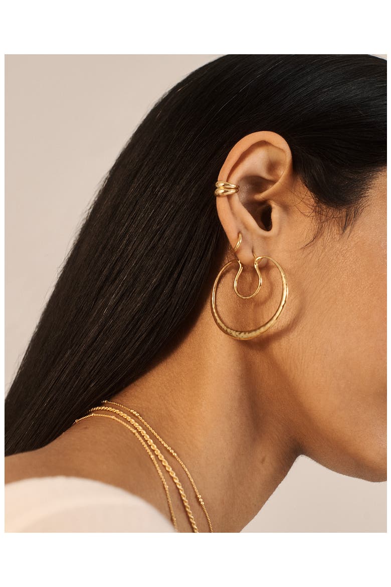 Flow Sculpted Hoop Drop Earrings, Alternate, color, 18CT GOLD VERMEIL/ SS