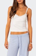EDIKTED Amilia Lace Trim Stretch Cotton Camisole