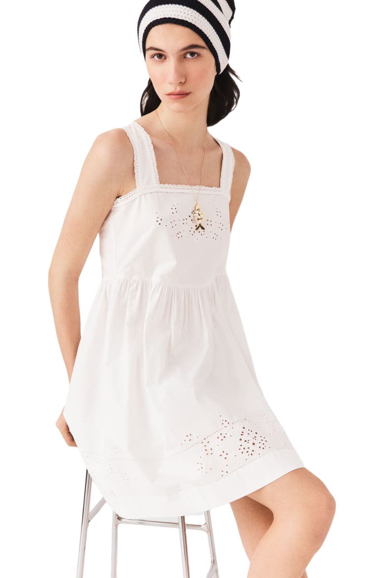 Short dress with lace trim, Alternate, color, White