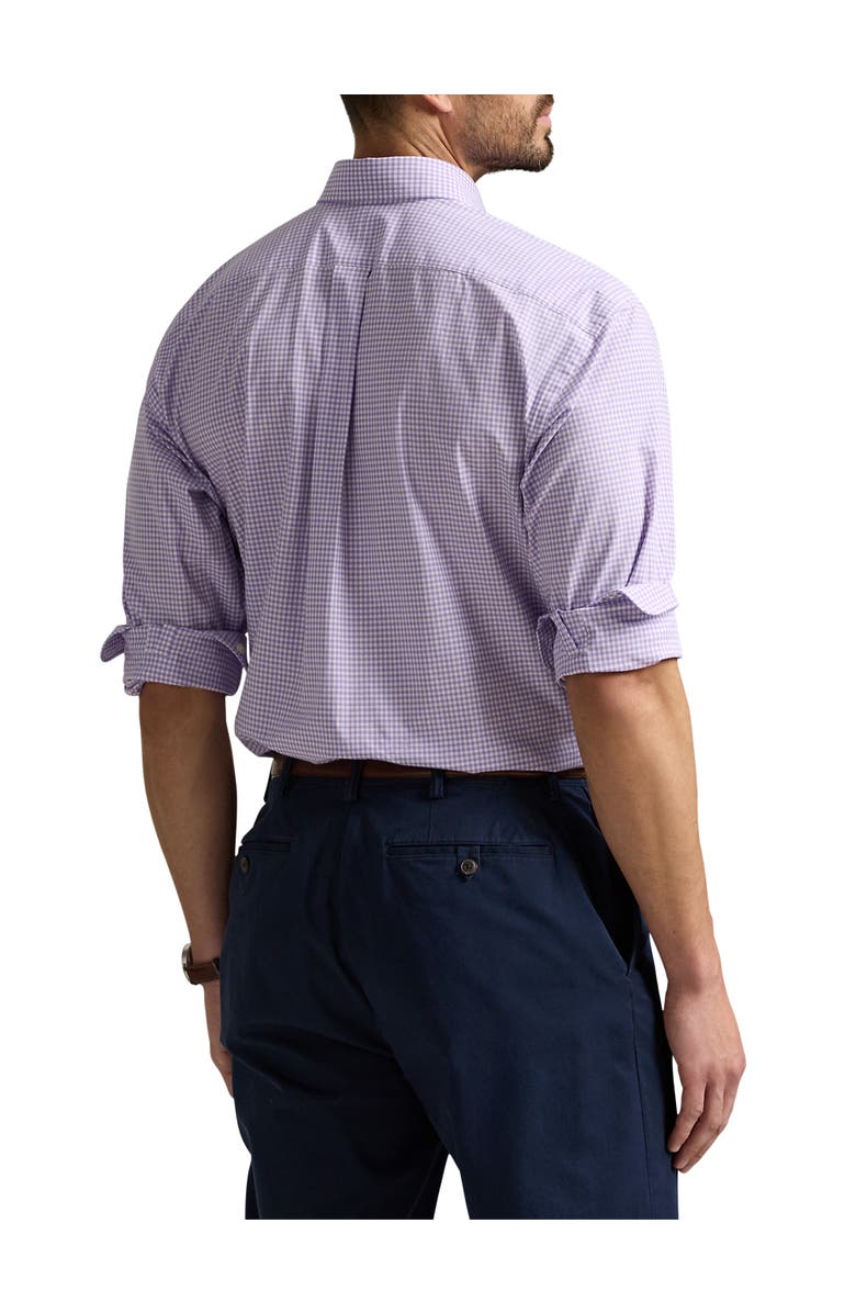 Polo Ralph Lauren Big & Tall Gingham Stretch Poplin Sport Shirt, Alternate, color, Lavender And White