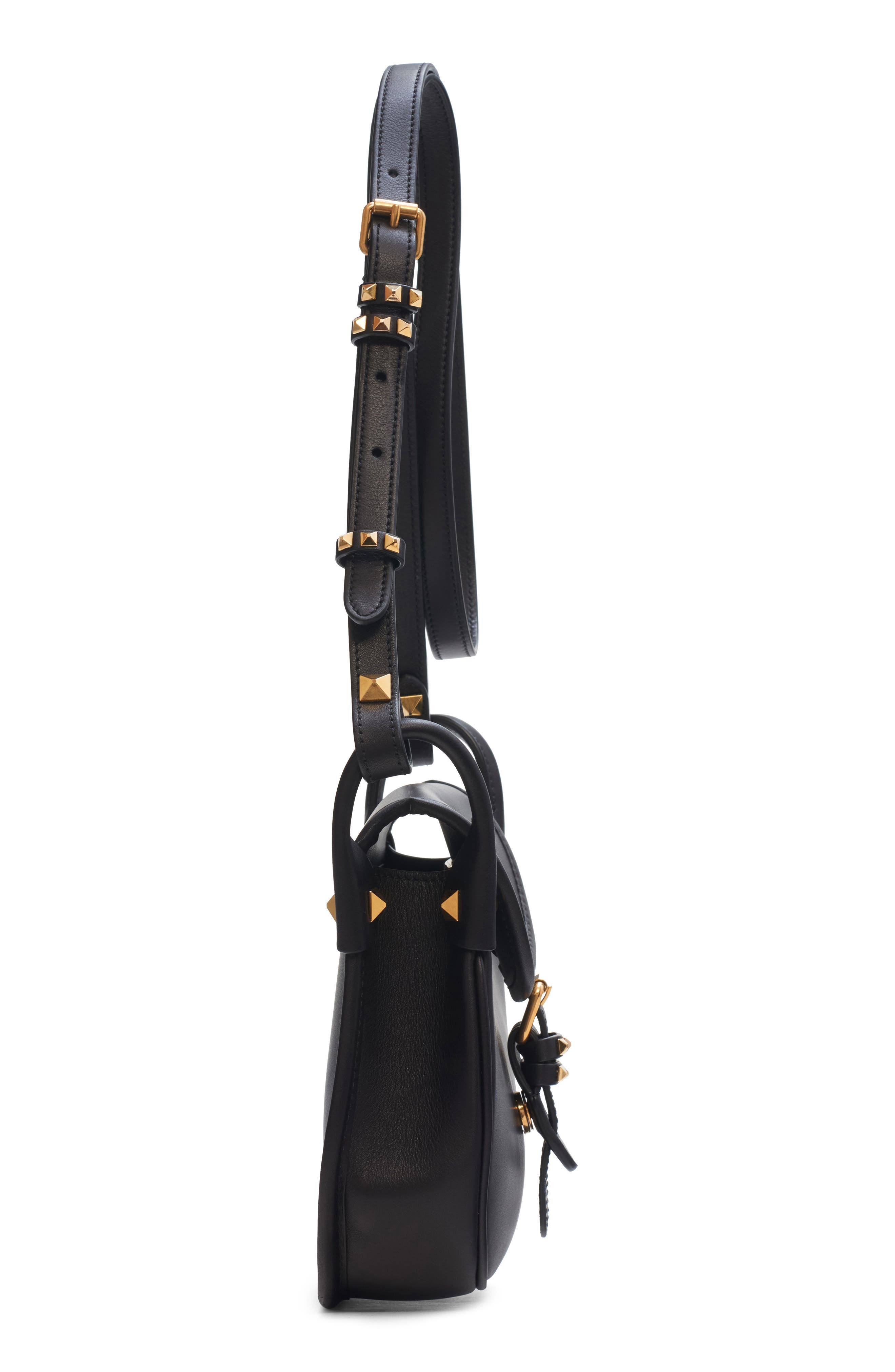 Valentino Garavani Small Flaneuse Leather Shoulder Bag, Alternate, color, Black