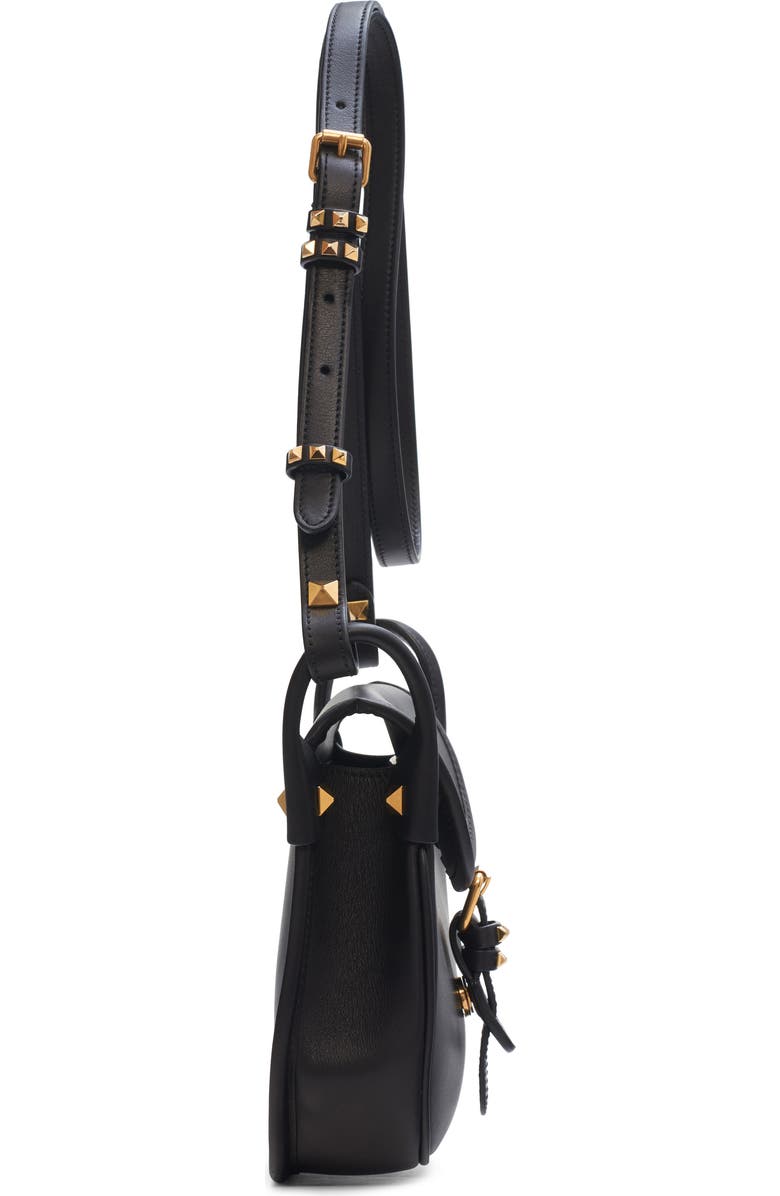 Valentino Garavani Small Flaneuse Leather Shoulder Bag, Alternate, color, Black