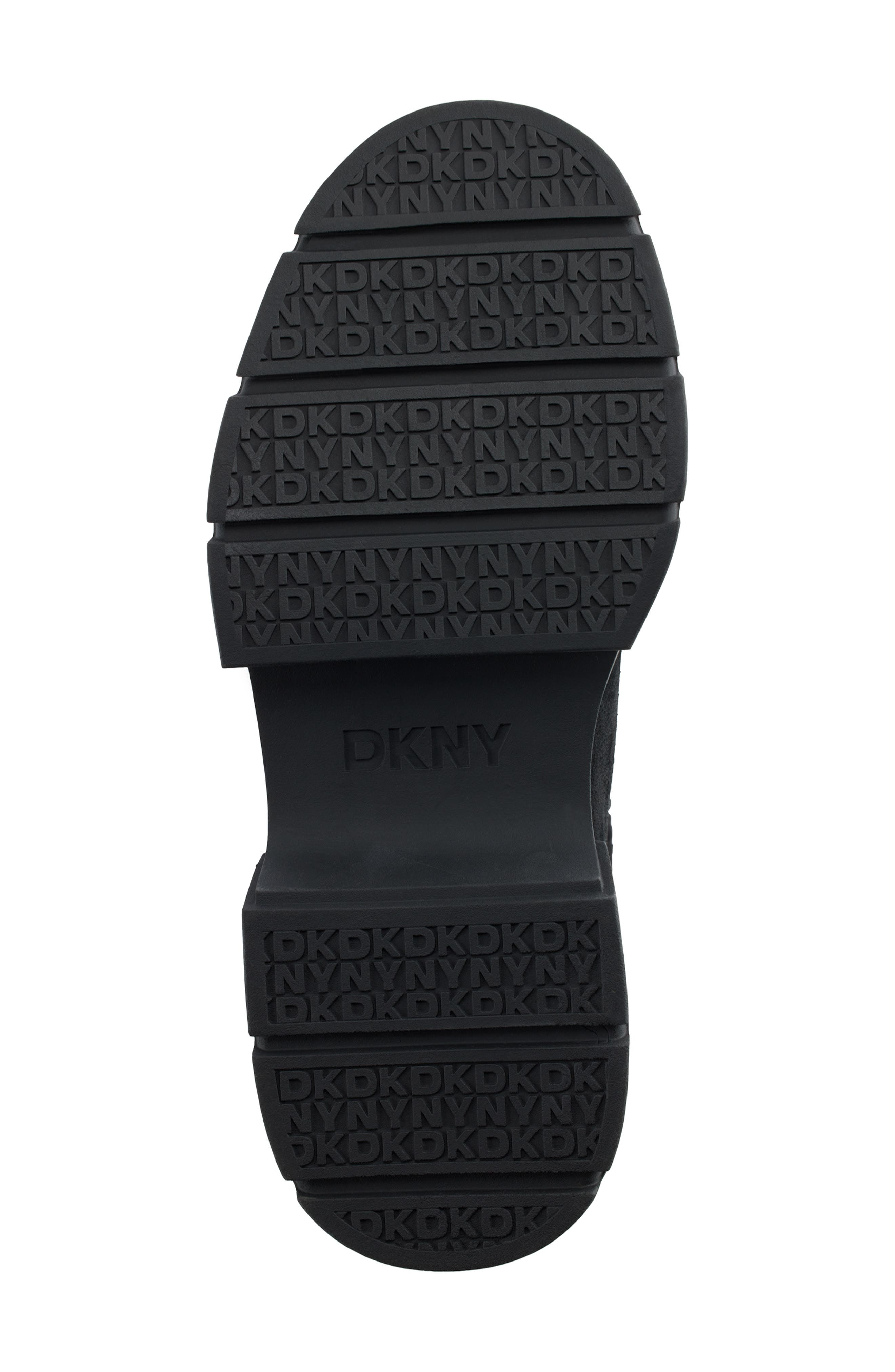 DKNY Frankie Faux Shearling Lug Sole Bootie, Alternate, color, Black