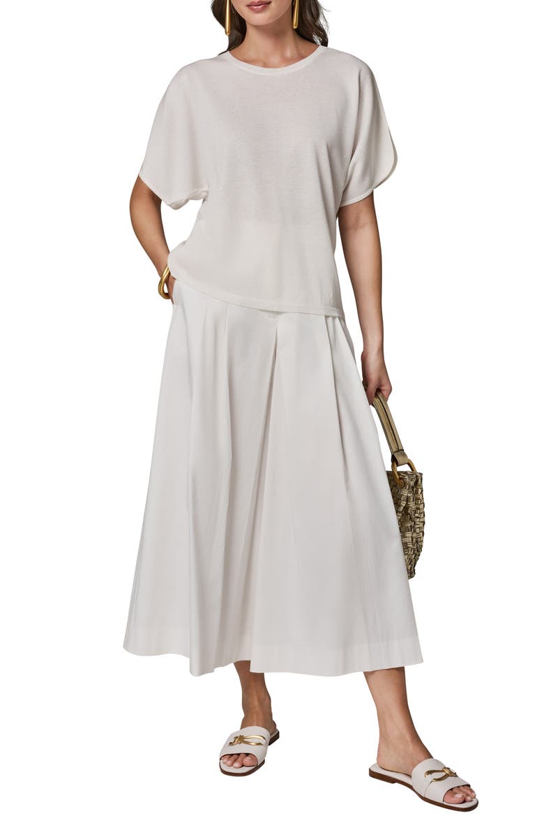 Slit Short Sleeve Sweater, Alternate, color, CREAM