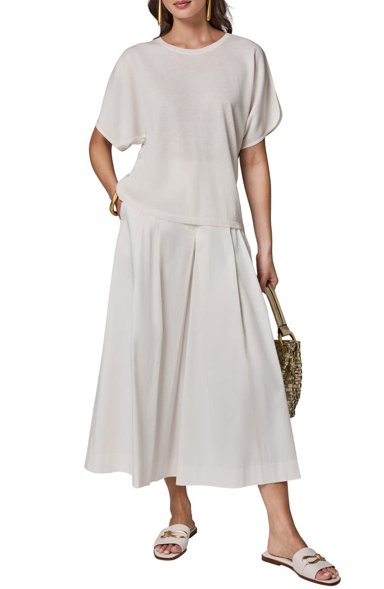 Donna Karan New York Slit Short Sleeve Sweater, Alternate, color, Cream